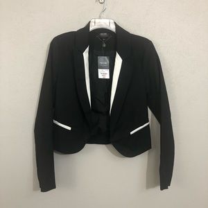 Nicole by Nicole Miller Black White Cropped Blazer